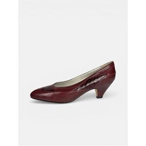 NWOB GALO Italy Classic Leather Burgundy Heels Pumps Shoes size 39 1/2 US 8,5